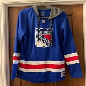 Fleece lined NY Rangers hoodie.